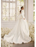 Beaded Ivory Lace Satin Wedding Dress With Pockets